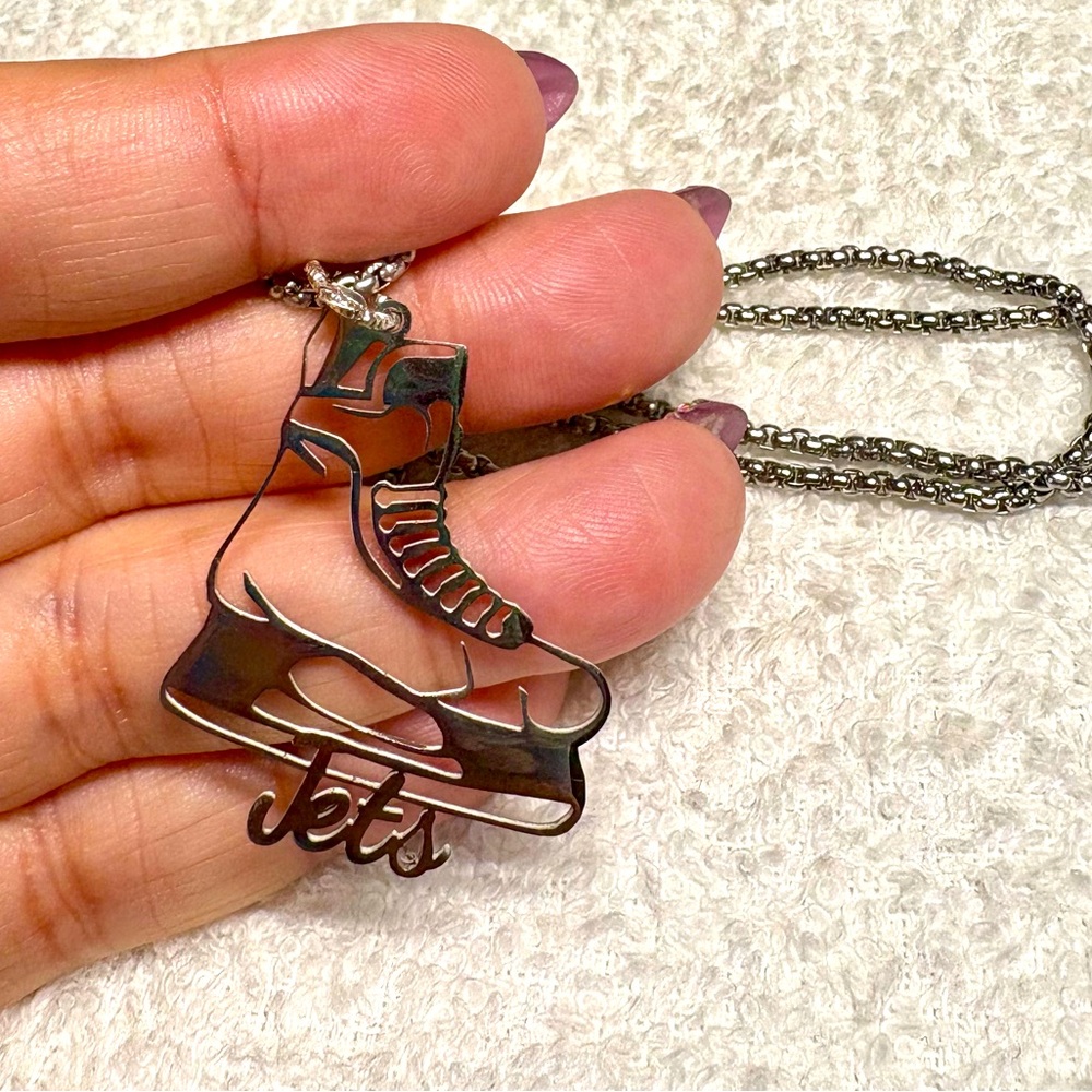 Custom engraved Silver Ice Skate Pendant Necklace